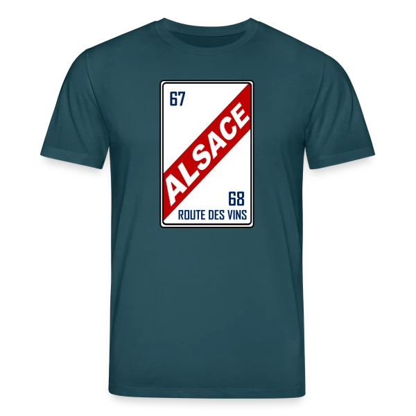 Maquette de T-shirt bio CREATOR Stanley/Stella Unisexe « Humour 'Licence Alsace' - Saveurs Régionales » à personnaliser