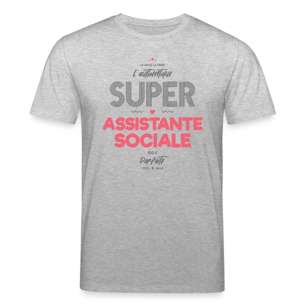 Maquette de T-shirt bio CREATOR Stanley/Stella Unisexe « L'Authentique Super Assistante Sociale » à personnaliser