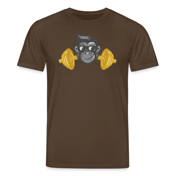 Maquette de T-shirt bio CREATOR Stanley/Stella Unisexe « Le Singe Musclé : Gainz et Squats à la Salle » à personnaliser