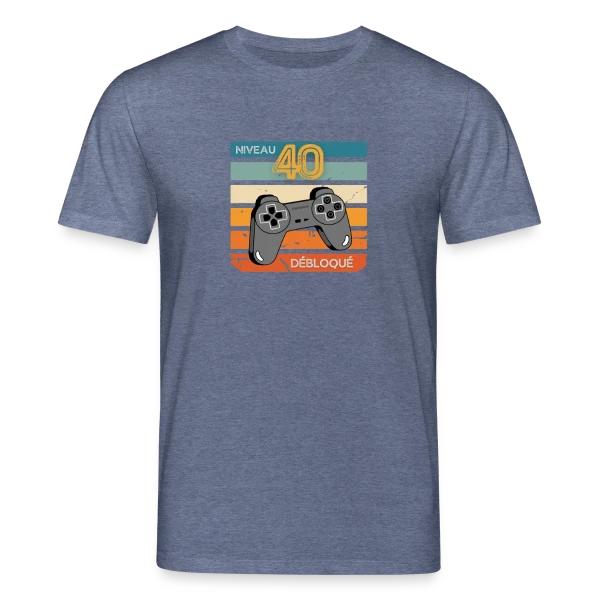 Maquette de T-shirt bio CREATOR Stanley/Stella Unisexe « Anniversaire 40 Ans Gamer Niveau 40 Humour » à personnaliser