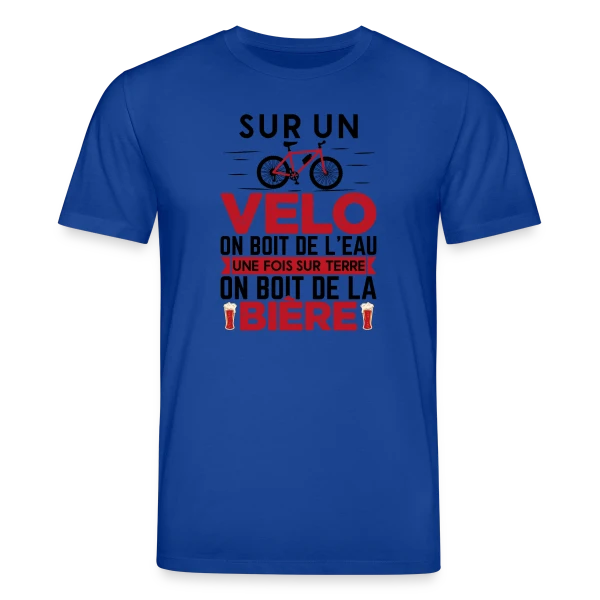 Maquette de T-shirt bio CREATOR Stanley/Stella Unisexe « Humour Cycliste : De l'Eau sur le Vélo, de la Bière à Terre » à personnaliser