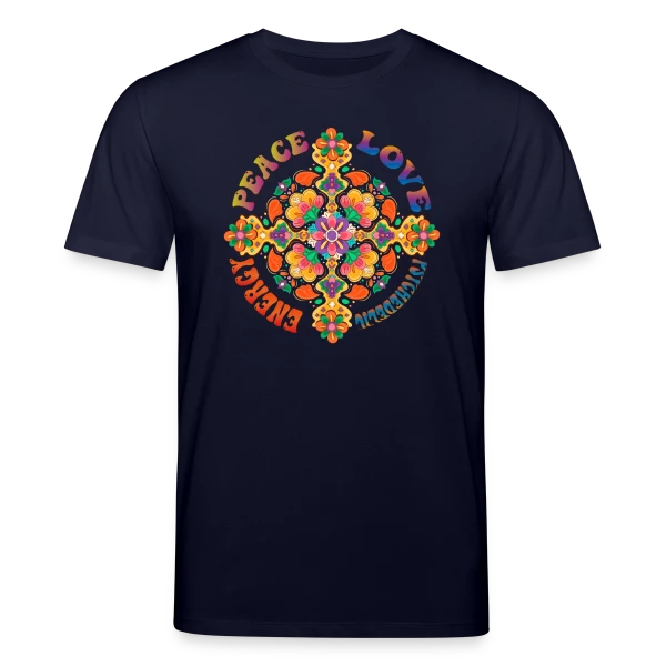 Maquette de T-shirt bio CREATOR Stanley/Stella Unisexe « Mandala Psychédélique Peace Love » à personnaliser