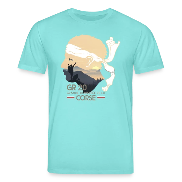 Maquette de T-shirt bio CREATOR Stanley/Stella Unisexe « GR20 Corse Randonnée Épique » à personnaliser