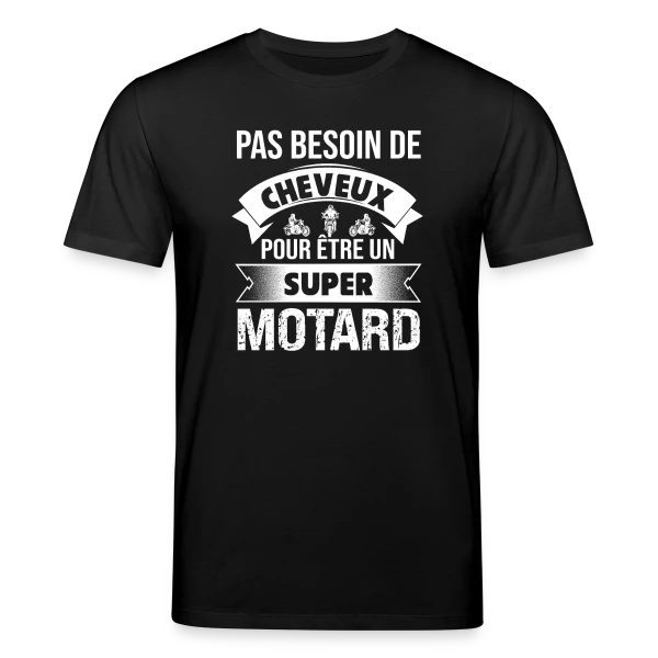 Maquette de T-shirt bio CREATOR Stanley/Stella Unisexe « Motard Chauve : Pas Besoin de Cheveux pour Être Super ! » à personnaliser
