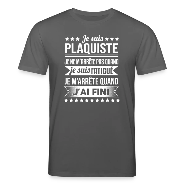 Maquette de T-shirt bio CREATOR Stanley/Stella Unisexe « Plaquiste Humour - Je m'arrête quand j'ai fini » à personnaliser