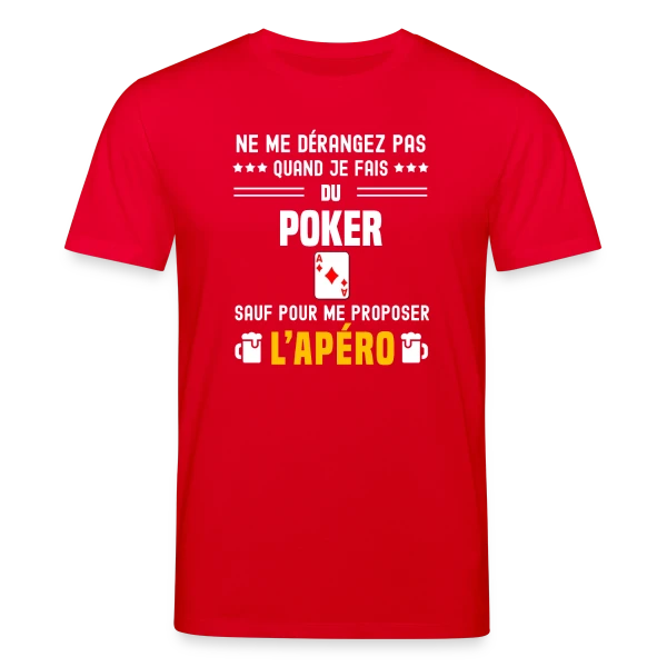 Maquette de T-shirt bio CREATOR Stanley/Stella Unisexe « poker ne dérangez pas sauf apéro » à personnaliser