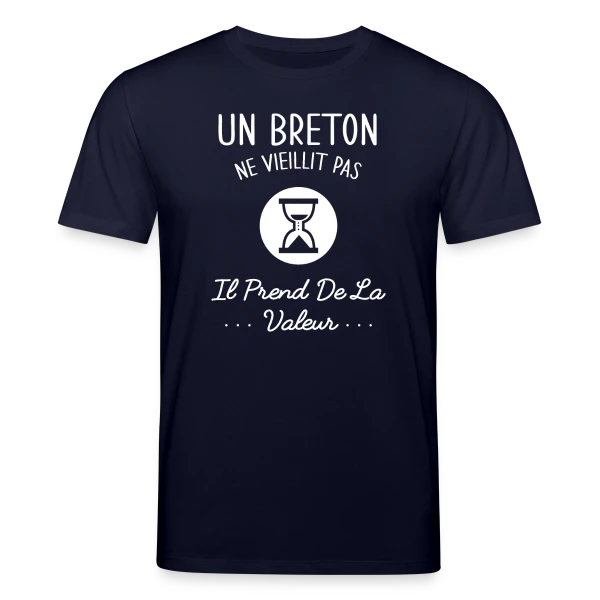 Maquette de T-shirt bio CREATOR Stanley/Stella Unisexe « Un Breton Ne Vieillit Pas, Il Prend de la Valeur - Humour Bretagne » à personnaliser