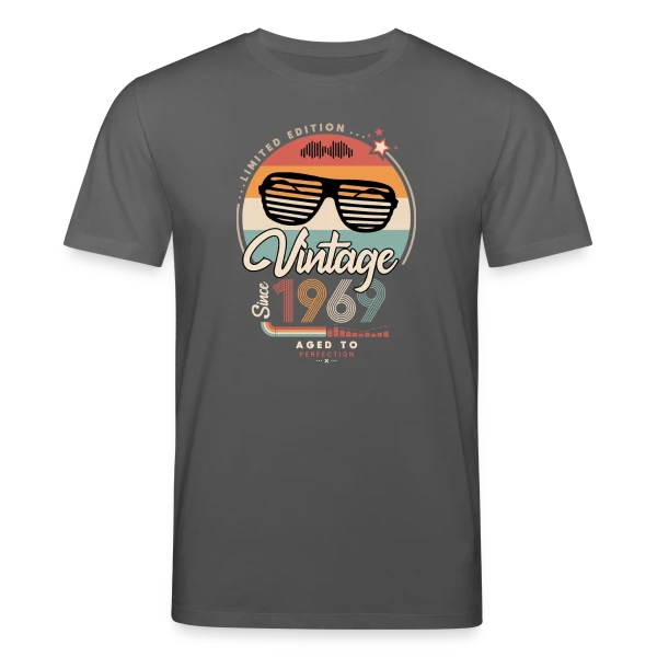 Maquette de T-shirt bio CREATOR Stanley/Stella Unisexe « Vintage Depuis 1969 : L'Année Légendaire » à personnaliser