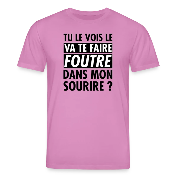 Maquette de T-shirt bio CREATOR Stanley/Stella Unisexe « L'Œil Qui Dit Tout : "Va te faire foutre ?" » à personnaliser