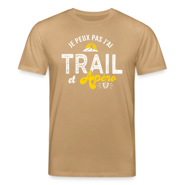 Maquette de T-shirt bio CREATOR Stanley/Stella Unisexe « Je Peux Pas, J'ai Trail et Apéro Run Ultra Trail » à personnaliser
