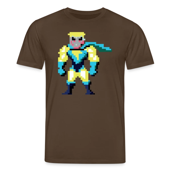 Maquette de T-shirt bio CREATOR Stanley/Stella Unisexe « Super-Héros Pixel Franck » à personnaliser