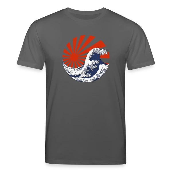 Maquette de T-shirt bio CREATOR Stanley/Stella Unisexe « La Grande Vague de Kanagawa & Soleil Levant Yin-Yang » à personnaliser