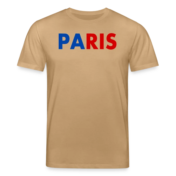 Maquette de T-shirt bio CREATOR Stanley/Stella Unisexe « Paris Tricolore Typographie » à personnaliser