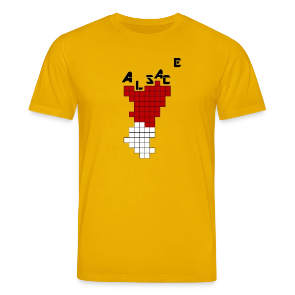 Maquette de T-shirt bio CREATOR Stanley/Stella Unisexe « Alsace Pixel Art - Humour Rétrogaming » à personnaliser
