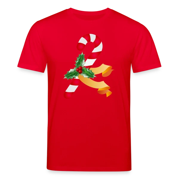 Maquette de T-shirt bio CREATOR Stanley/Stella Unisexe « Sucre d'Orge et Houx pour la Période des Fêtes » à personnaliser