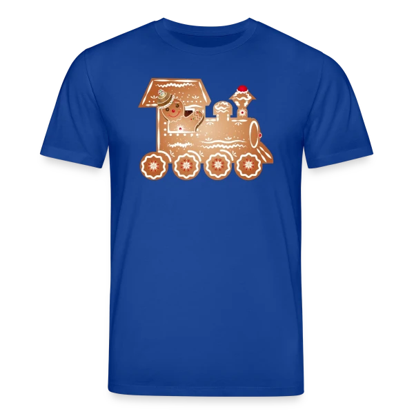 Maquette de T-shirt bio CREATOR Stanley/Stella Unisexe « Bonhomme en Pain d'Épices Conducteur de Train de Noël » à personnaliser