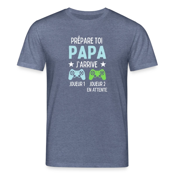 Maquette de T-shirt bio CREATOR Stanley/Stella Unisexe « Futur Papa Gamer - Annonce Grossesse Humour » à personnaliser