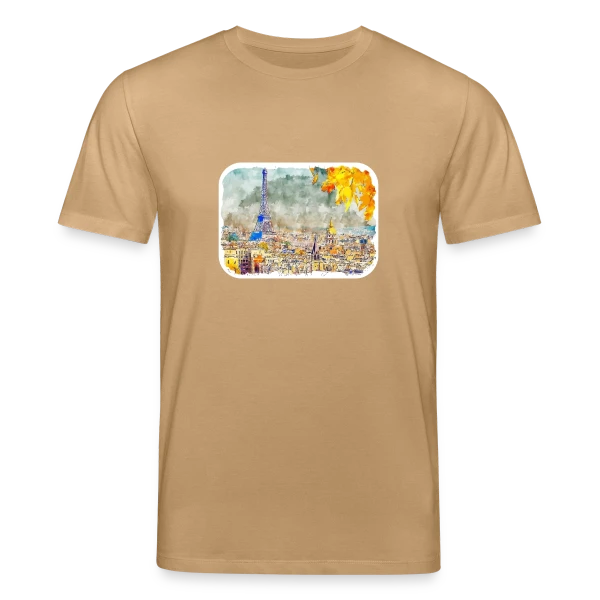 Maquette de T-shirt bio CREATOR Stanley/Stella Unisexe « Paris Aquarelle Automnale » à personnaliser