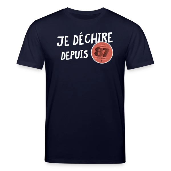Maquette de T-shirt bio CREATOR Stanley/Stella Unisexe « Je déchire depuis 1987 - Anniversaire Rétro » à personnaliser