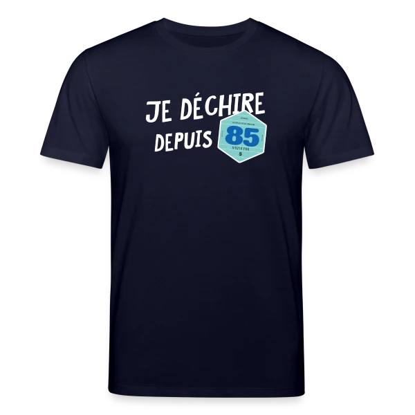 Maquette de T-shirt bio CREATOR Stanley/Stella Unisexe « Je déchire depuis 85 - Style Vignette Auto Rétro Vintage » à personnaliser