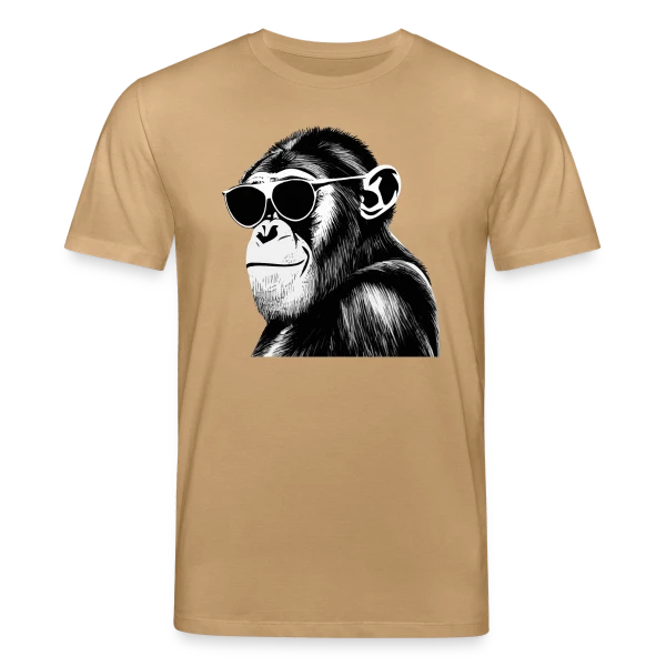 Maquette de T-shirt bio CREATOR Stanley/Stella Unisexe « Chimpanzé Cool Lunettes » à personnaliser