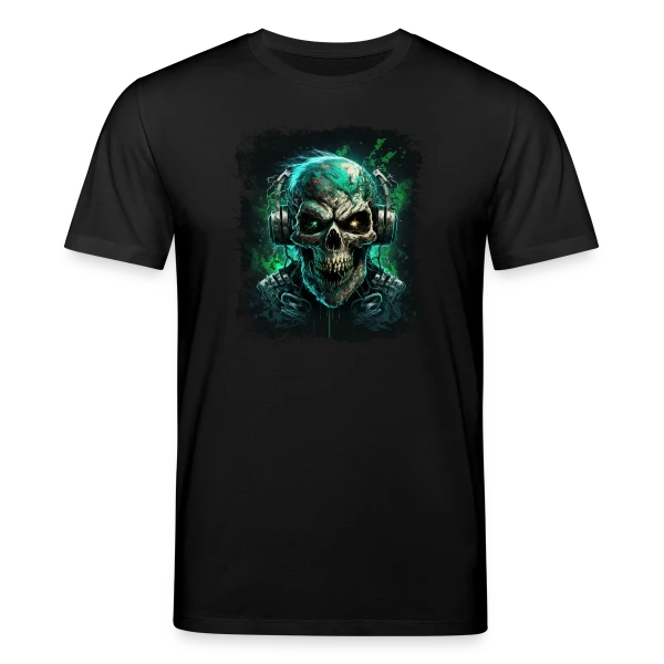 Maquette de T-shirt bio CREATOR Stanley/Stella Unisexe « Zombie Métalleux au Casque Audio » à personnaliser