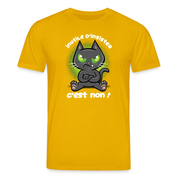 Maquette de T-shirt bio CREATOR Stanley/Stella Unisexe « Chat Têtu : Non, et c'est tout ! » à personnaliser