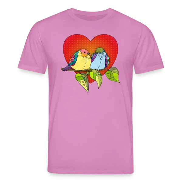 Maquette de T-shirt bio CREATOR Stanley/Stella Unisexe « Oiseaux Amoureux Cœur » à personnaliser