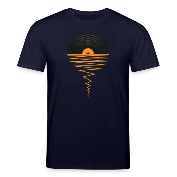 Maquette de T-shirt bio CREATOR Stanley/Stella Unisexe « Collectionneur de Vinyles Coucher de Soleil » à personnaliser