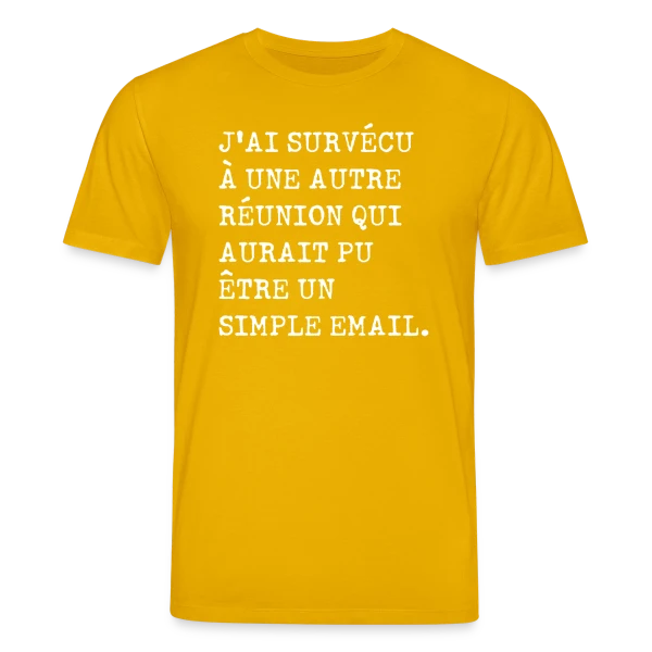 Maquette de T-shirt bio CREATOR Stanley/Stella Unisexe « Humour Réunion : J'ai survécu » à personnaliser