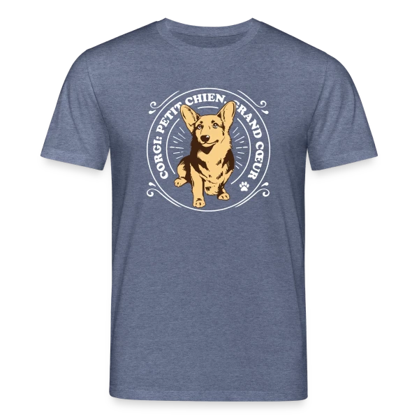 Maquette de T-shirt bio CREATOR Stanley/Stella Unisexe « Corgi: Petit Chien, Grand Cœur - Amour Canin » à personnaliser