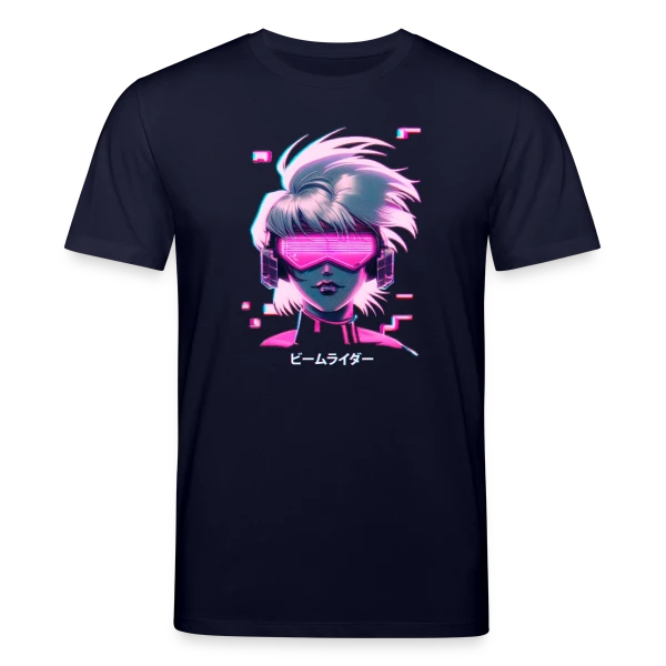 Maquette de T-shirt bio CREATOR Stanley/Stella Unisexe « Synthwave Anime Girl : Cyberpunk Néon Rétro » à personnaliser