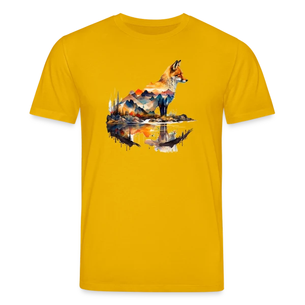 Maquette de T-shirt bio CREATOR Stanley/Stella Unisexe « Renard Paysage Montagneux » à personnaliser