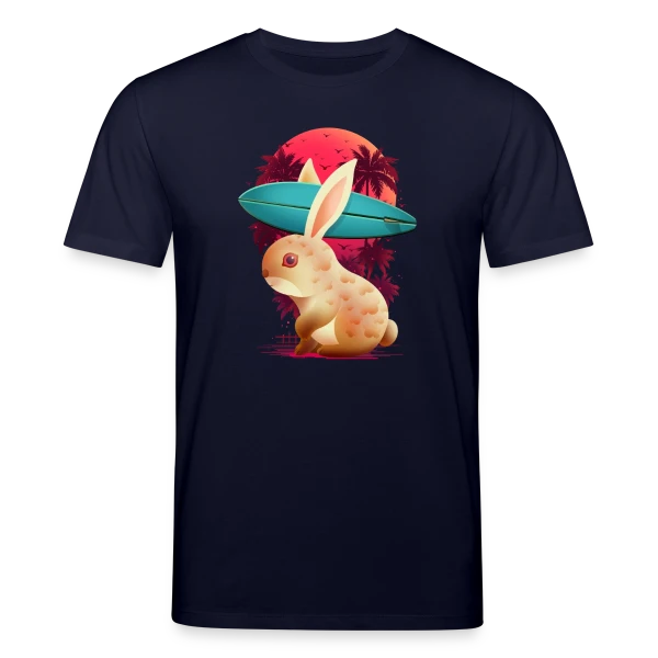 Maquette de T-shirt bio CREATOR Stanley/Stella Unisexe « Lapin Surfeur Estival » à personnaliser