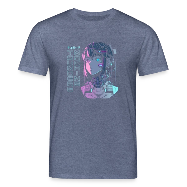 Maquette de T-shirt bio CREATOR Stanley/Stella Unisexe « Tsundere Cyborg Neon Glitch Anime » à personnaliser