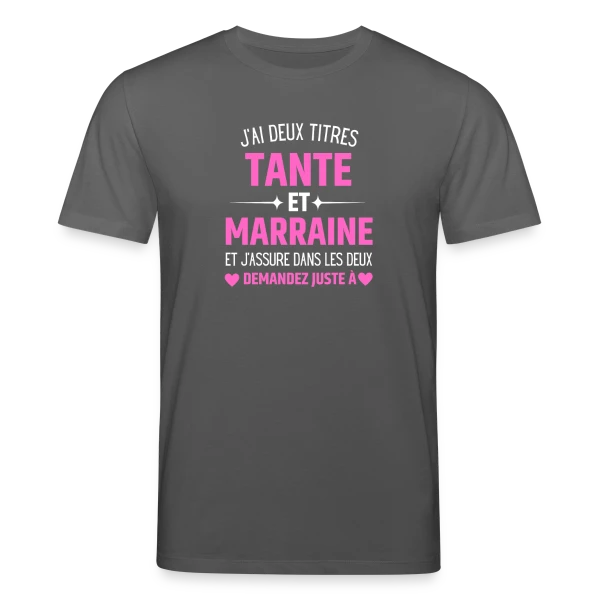 Maquette de T-shirt bio CREATOR Stanley/Stella Unisexe « Tante et Marraine : Le T-shirt Humour Personnalisé avec les Prénoms des Enfants » à personnaliser