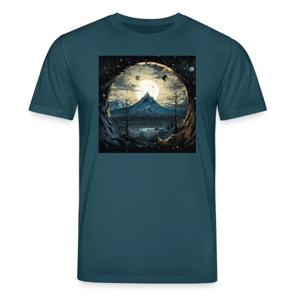 Maquette de T-shirt bio CREATOR Stanley/Stella Unisexe « Paysage Montagneux sous la Lune » à personnaliser