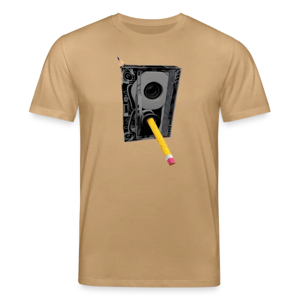 Maquette de T-shirt bio CREATOR Stanley/Stella Unisexe « Cassette Détaillée Crayon Jaune » à personnaliser