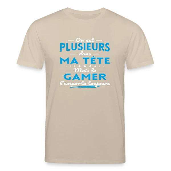 Maquette de T-shirt bio CREATOR Stanley/Stella Unisexe « Humour Gamer: 'On est plusieurs dans ma tête...' » à personnaliser