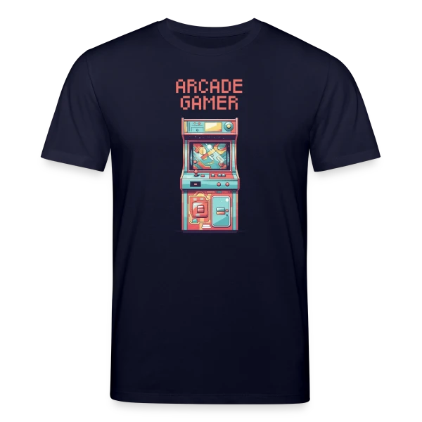 Maquette de T-shirt bio CREATOR Stanley/Stella Unisexe « Arcade Gamer Rétro : Le Culte des Salles Obscures » à personnaliser
