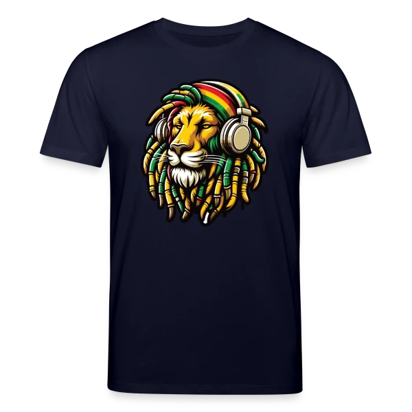 Maquette de T-shirt bio CREATOR Stanley/Stella Unisexe « Lion Rasta Musique » à personnaliser