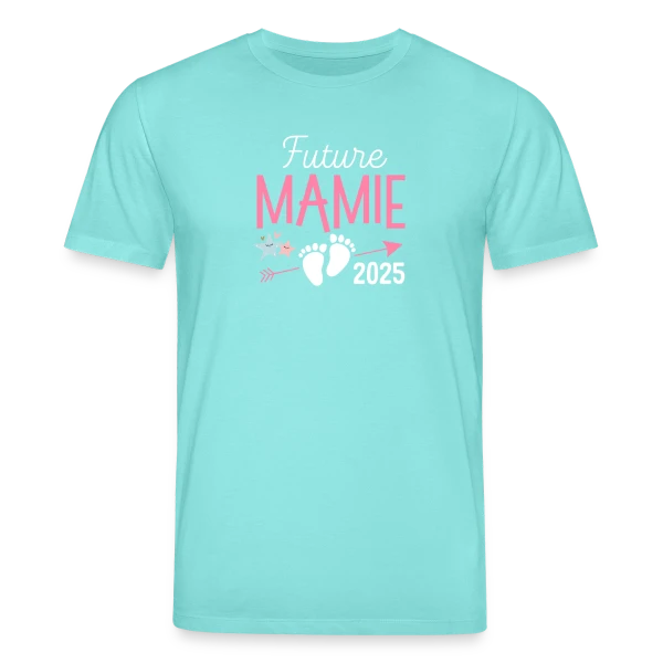 Maquette de T-shirt bio CREATOR Stanley/Stella Unisexe « Future Mamie 2025 : Annonce de Grossesse Originale » à personnaliser