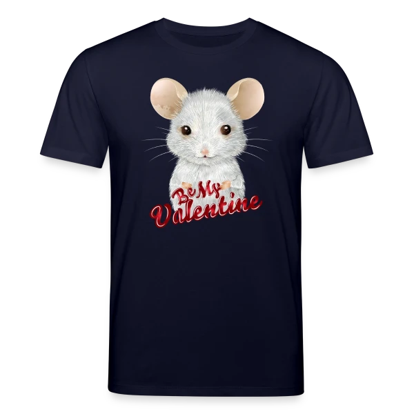 Maquette de T-shirt bio CREATOR Stanley/Stella Unisexe « Adorable Souris Blanche de la Saint-Valentin » à personnaliser