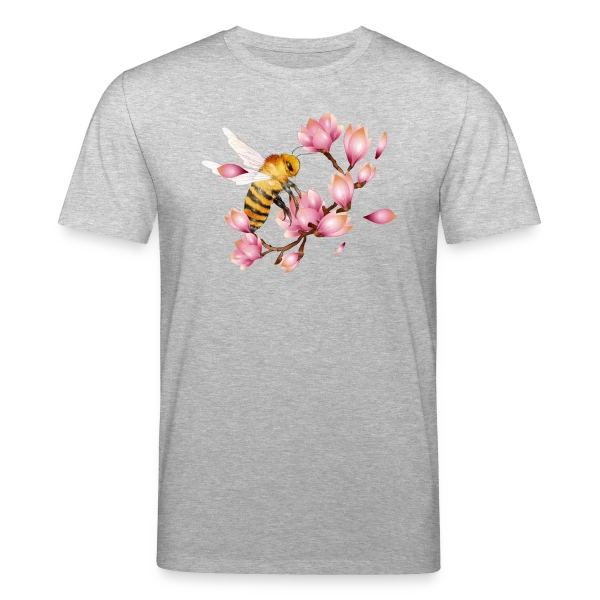 Maquette de T-shirt bio CREATOR Stanley/Stella Unisexe « Abeille Volante et Magnolias – Dessin Main Élégant » à personnaliser