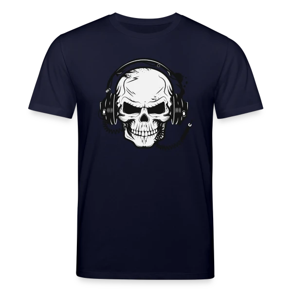 Maquette de T-shirt bio CREATOR Stanley/Stella Unisexe « Tête de Mort Casque Audio - Esprit Rock » à personnaliser