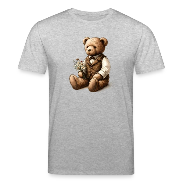 Maquette de T-shirt bio CREATOR Stanley/Stella Unisexe « Teddy Vintage Fleuri: Douce Nostalgie » à personnaliser