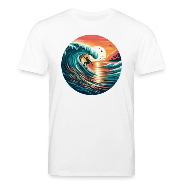 Maquette de T-shirt bio CREATOR Stanley/Stella Unisexe « Sunset Surfer | T-Shirt Ambiance Plage & Coucher de Soleil » à personnaliser