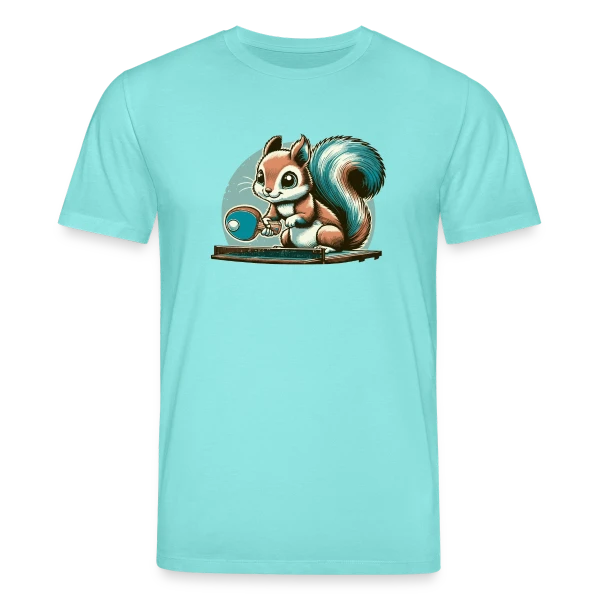 Maquette de T-shirt bio CREATOR Stanley/Stella Unisexe « L'Écureuil Champion de Ping-Pong Cartoon » à personnaliser