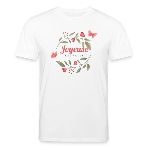 Maquette de T-shirt bio CREATOR Stanley/Stella Unisexe « Joyeuse Retraite : L'Humour au Rendez-vous ! » à personnaliser