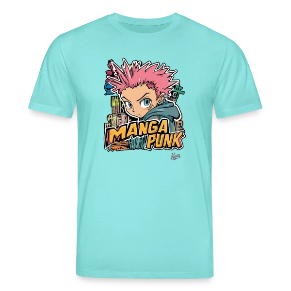 Maquette de T-shirt bio CREATOR Stanley/Stella Unisexe « Explosion Manga Punk Japonais » à personnaliser